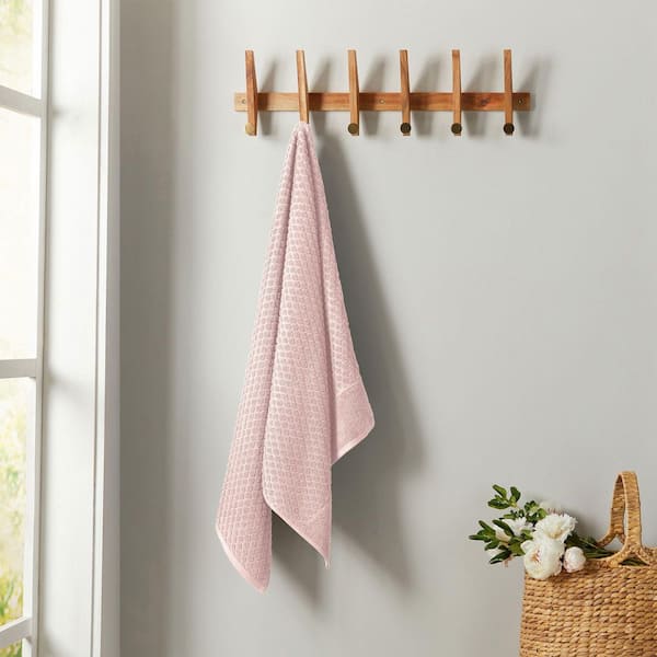 Pink Ultra-Soft 100% Cotton Diamond Waffle Single Bath Towel