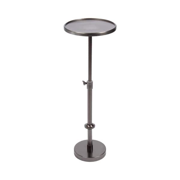 Engles 10 in. Pewter Round Metal End Table Adjustable Height
