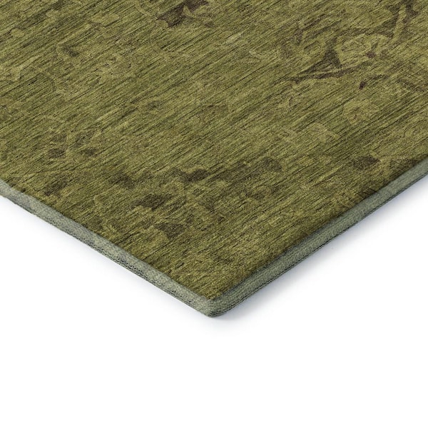 Mayfield Premium Machine Washable Abstract AMF1111 Olive 8 ft. x 10 ft. Area Rug