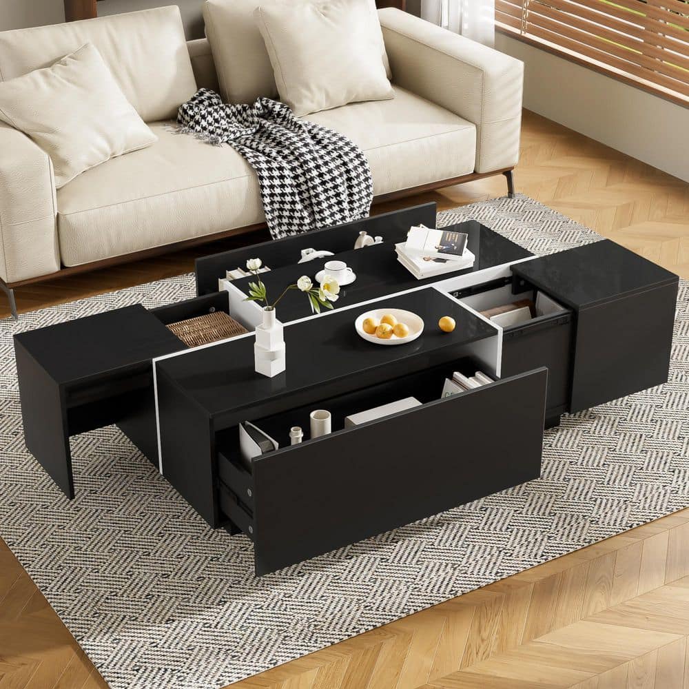 Harper & Bright Designs High-Gloss 47.2 in. - 72.7 in. Black