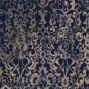 NEXT Majestic Damask Navy Removable Non-Woven Paste the Wall Wallpaper