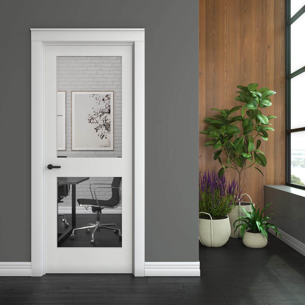 32" x 80" White Primed Pine 2-Lite Interior Door Slab