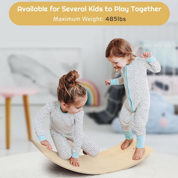 ONZILLO 35 Inch Wooden Balance Board - Natural Beech Wobble Board For Kids & Adults, Montessori-Inspired Open-Ended Play