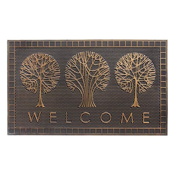 Welcome Tree Trio Golden 30in. x 18in. Door Mat