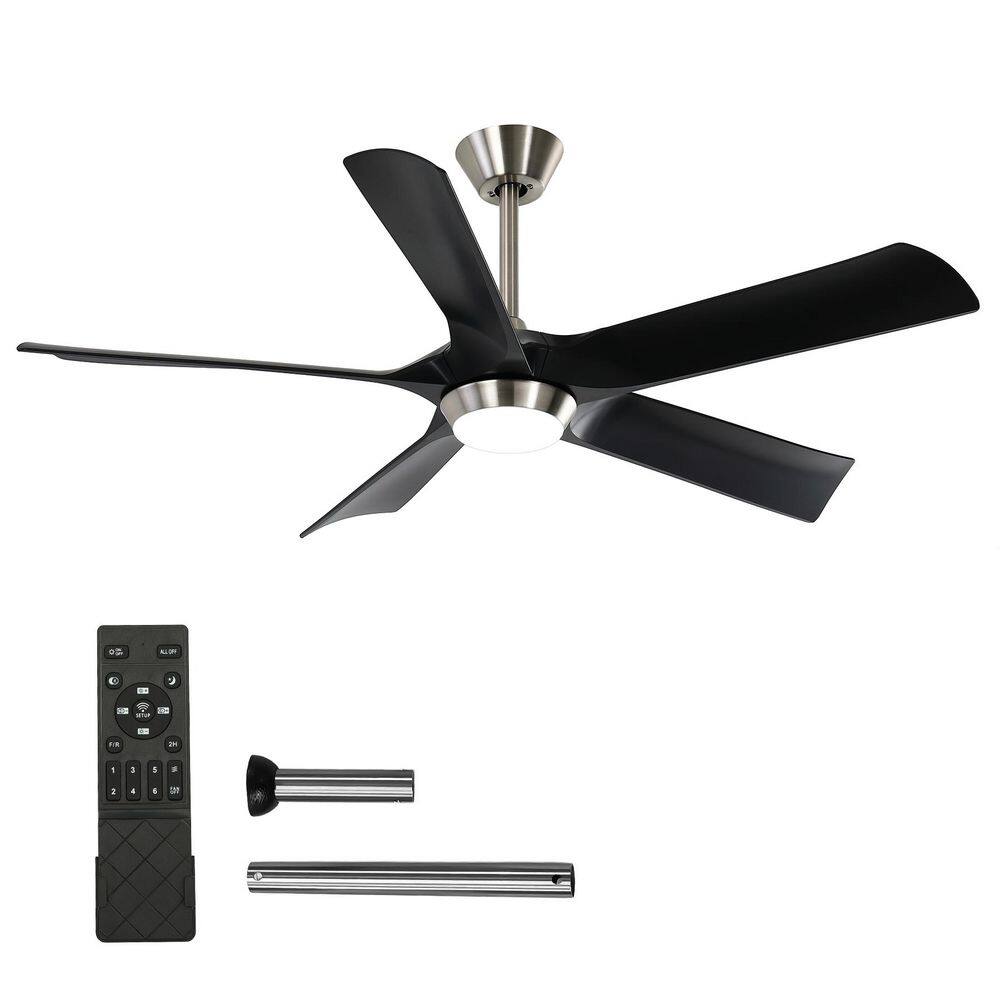 52 in. LED Indoor Brushed Nickel Ceiling Fan with Remote Control, 5 Matte Black Blades and CCT Dimmable for Living Room price history on PriceWatchPro