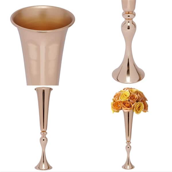 YIYIBYUS 22.2 in. Tall Metal Flower Holder Wedding Decoration Trumpet Vase  in Gold (6-Pieces) CF-ZJ1869-246 - The Home Depot