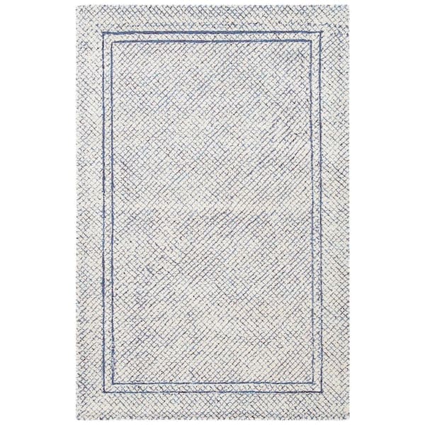 SAFAVIEH Abstract Ivory/Navy Doormat 2 ft. x 4 ft. Border Geometric Area Rug