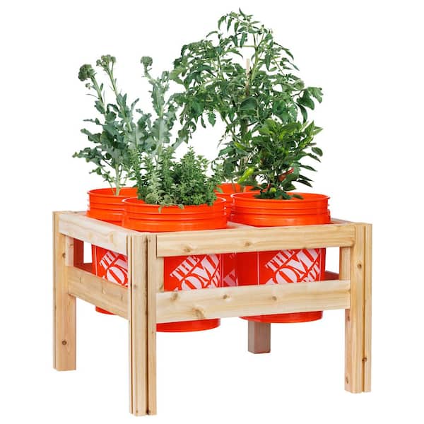 Greenes Fence 29 in. x 28 in. x 20 in. 4-Bucket Elevated Unfinished Wood Cedar Garden Frame Raised Beds