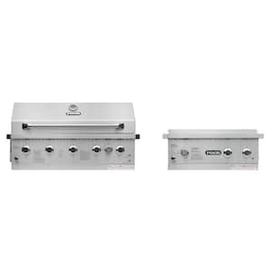 37 in. 5-Burner Built-In Propane Gas Grill in Stainless Steel with Infrared, Rotisserie Burner and Drop-In Side Burner
