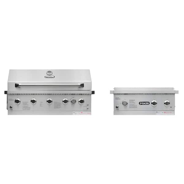 NXR 37 in. 5-Burner Built-In Propane Gas Grill in Stainless Steel with Infrared, Rotisserie Burner and Drop-In Side Burner