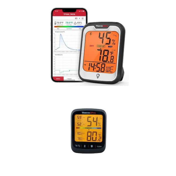 Bluetooth Hygrometer Thermometer for Home (iOS and Android) and 260FT Wireless Remote Temperature Humidity Monitor Combo