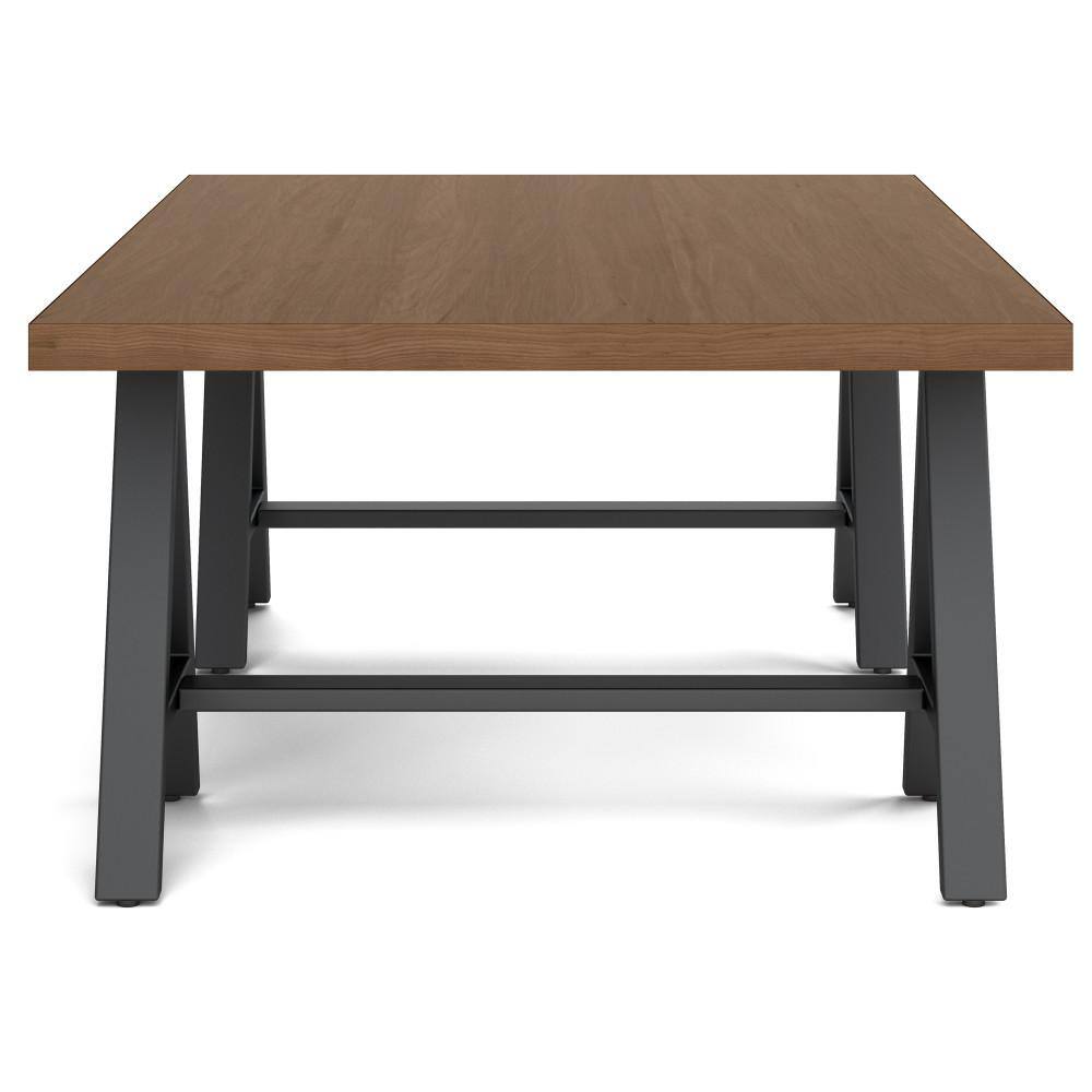 Sawhorse Industrial Solid Walnut Wood Coffee Table with Storage