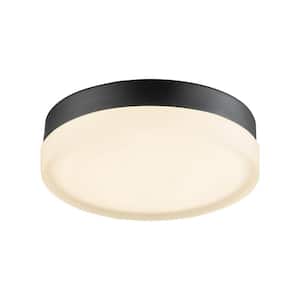 Fulton 9 in. Black Modern Flush Mount with Frosted Shade