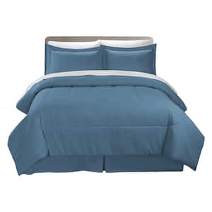 Swift Home All-Season 8-Piece Blue Dusk Solid Color Microfiber Queen Bed in a Bag