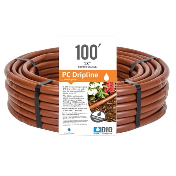DIG Earthline Brown PC 100 ft. 1-GPH Pressure Compensating Drip Line with 18 in. Spacing
