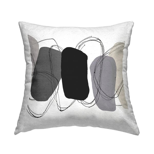 Contemporary Pebble Shapes Grey Square Outdoor Throw Pillow