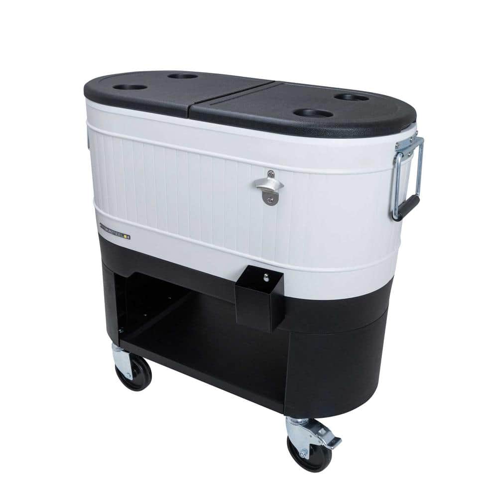 Permasteel 120-Qt White Metal Rolling Patio Cooler with Wheels
