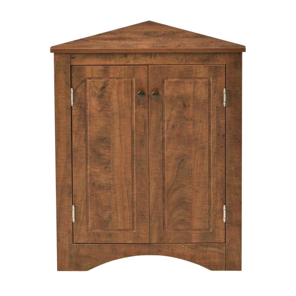 17.2 in. W x 17.2 in. D x 31.5 in. H Brown Triangle Corner Linen Cabinet wi