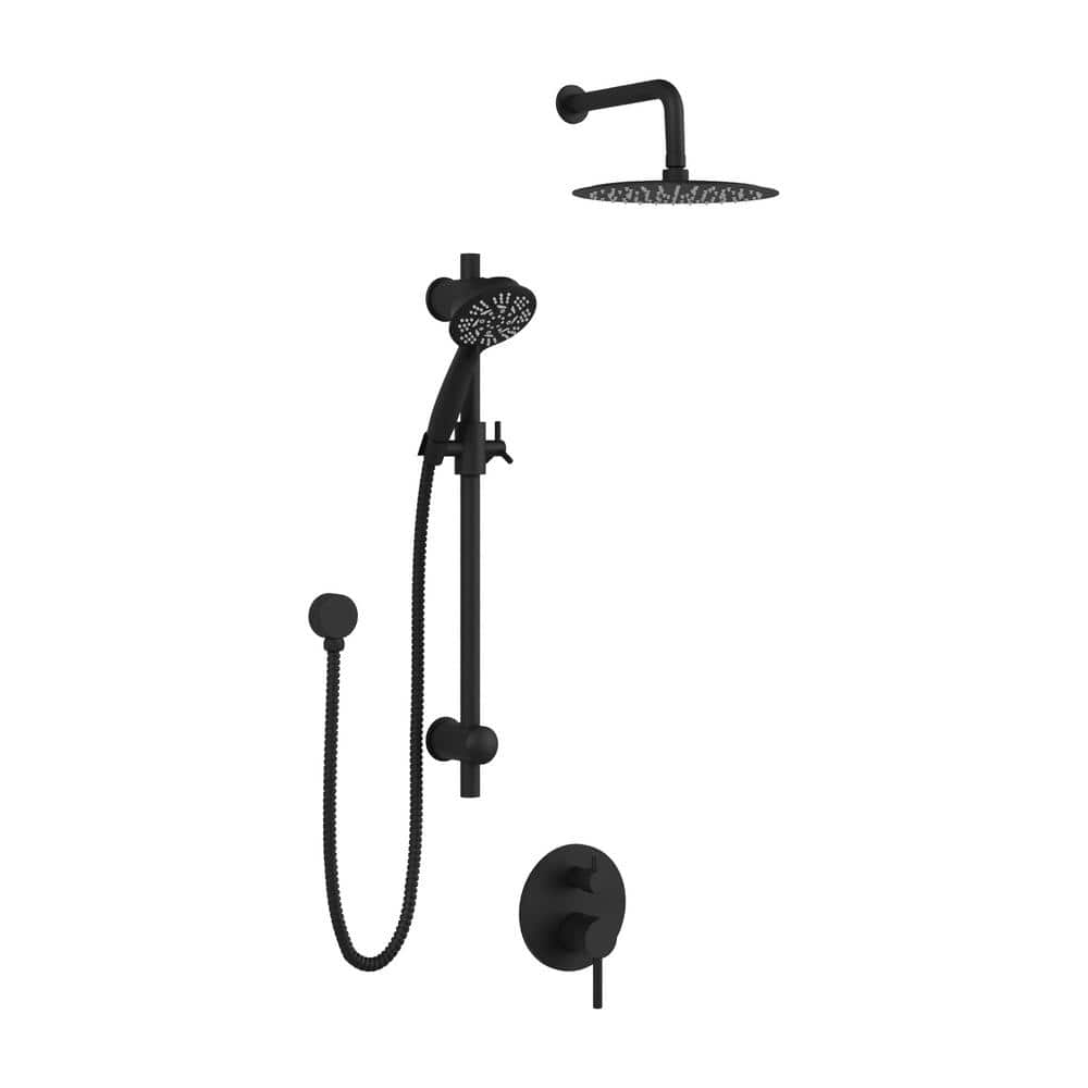 Matte Black Adjustable Multi-Head Shower System with Handheld