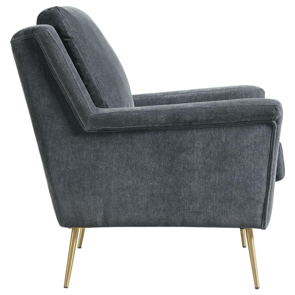 Mid-Century Modern Gray Accent Chair with Gold Legs