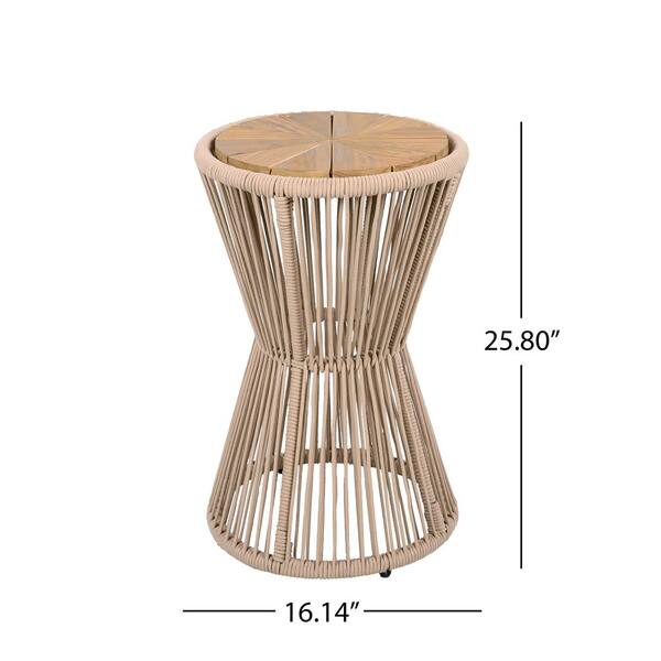 CHRISTOPHER KNIGHT HOME Nara Beige Outdoor Side Table Acacia Wood