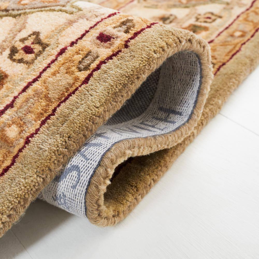Handmade Light Green and Beige Wool Tufted Runner Rug