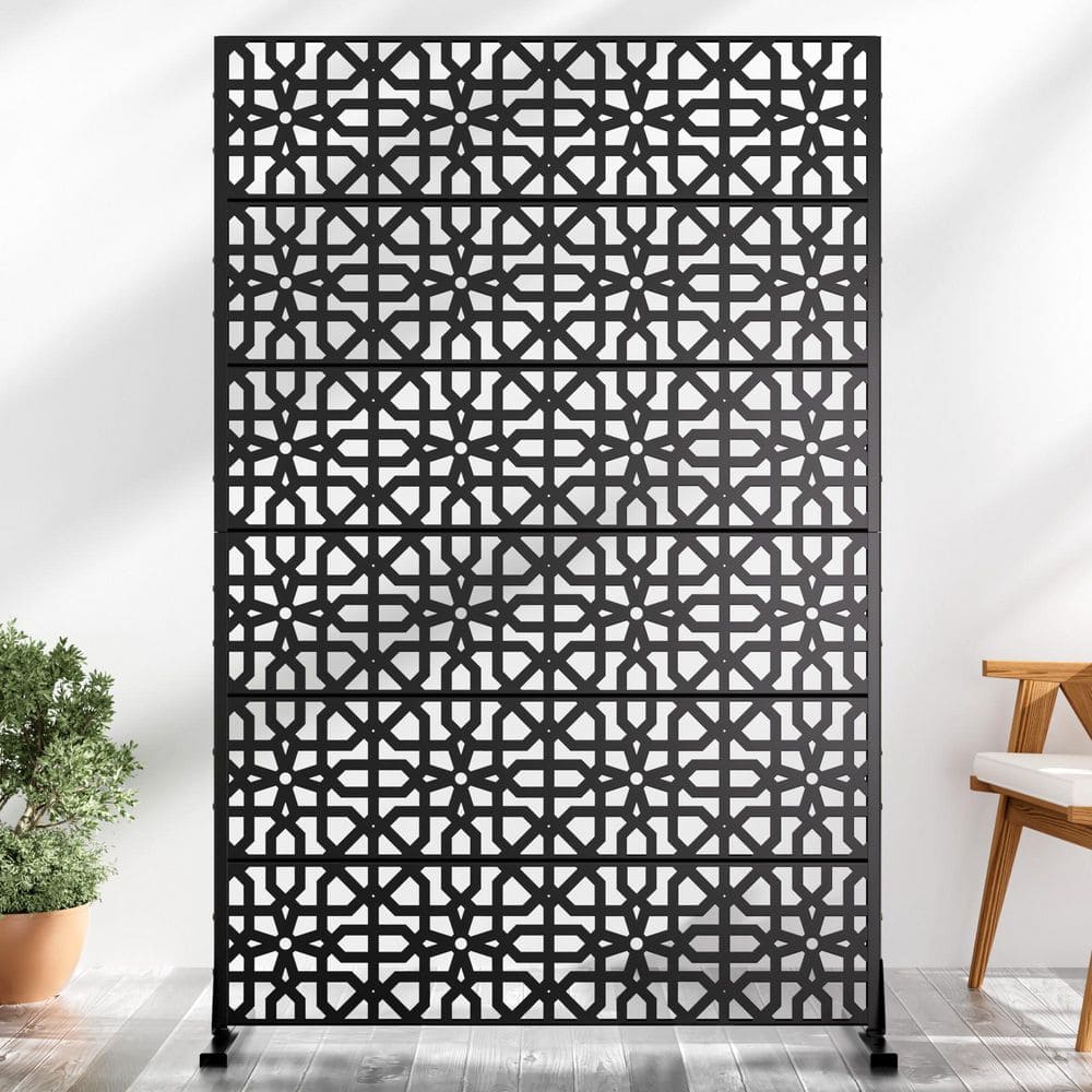 72 in. x 47 in. Black Outdoor Galvanized Steel Privacy Screen