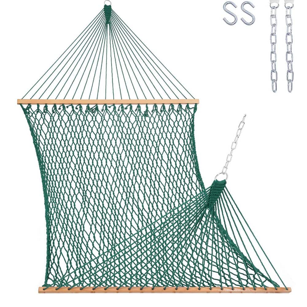 141 x 57 inches Hand Woven Cotton Hammock, 12FT Double Rope Hammock with Spreader Bar, Green price history on PriceWatchPro