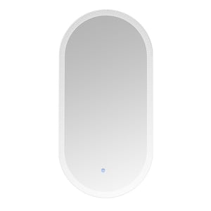 17.11 in. W x 35.7 in. H Oval Frameless Anti-Fog LED Wall Mount Bathroom Vanity Mirror, Touch Buttons