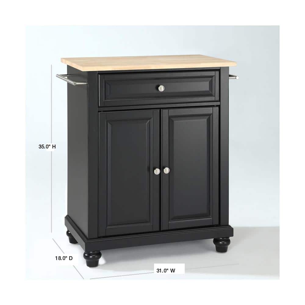 Cambridge Black Kitchen Island Cart with Natural Wood Top