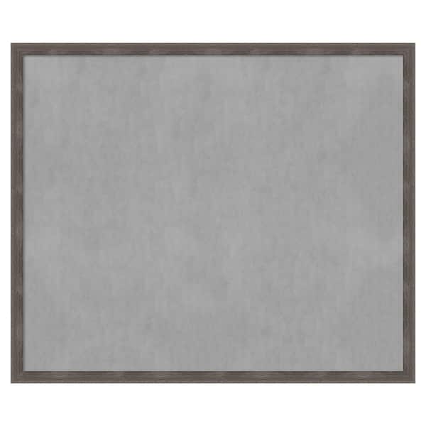 Amanti Art Pinstripe Lead Grey 51 in. x 43 in Framed Magnetic Board