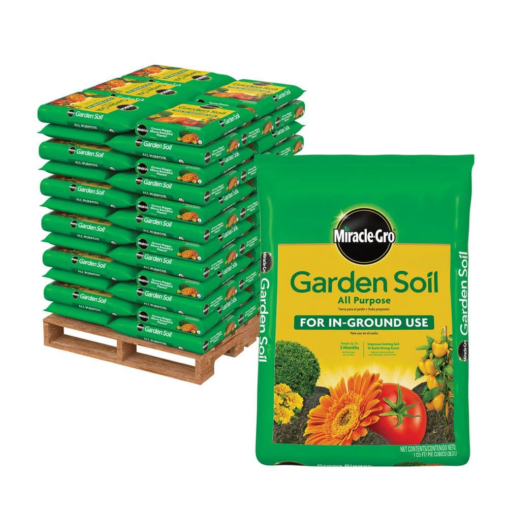 Miracle-Gro Garden Soil All Purpose Pallet, 60 cu. ft., For In-Ground Use, Feeds Up to 3 Months (Pallet of 60 1 cu. ft. Bags)