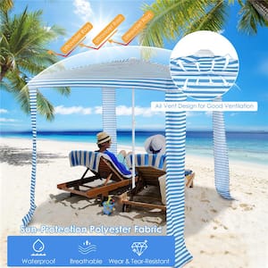 6.6 ft. x 6.6 ft. Blue Foldable Beach Cabana Easy-Setup Beach Canopy W/Carry Bag