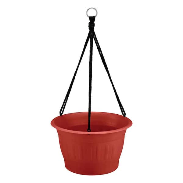 Vigoro 12 in. Eleanor Burnt Red Colonnade Plastic Hanging Basket Planter (12 in. D x 7.5 in. H)