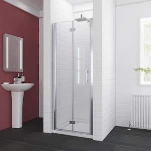 30 in. W x 72 in. H Frameless Bi-Fold Shower Door in Chrome Finish with Clear Glass