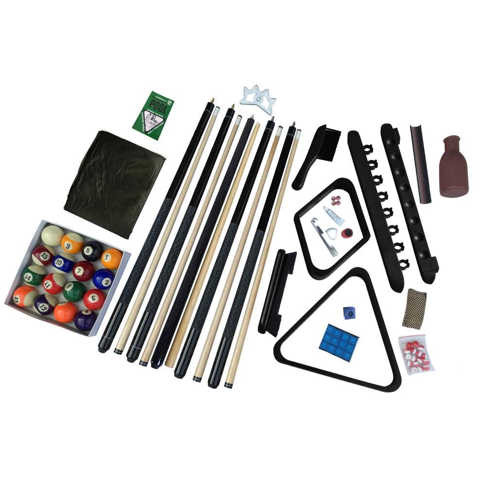 Deluxe Black Wood Billiards Accessory Kit with Cues and Balls