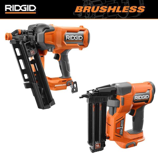 18V Brushless Cordless 21° 3-1/2 in. Framing Nailer and 18V 18-Gauge 2-1/8 in.Brad Nailer with FREE 2.0 Ah Battery