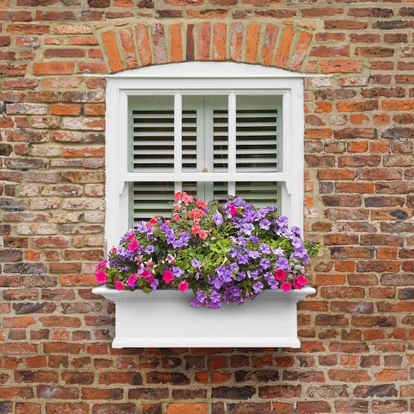 Yorkshire 36 in. x 12 in. Self Watering White Vinyl Window Box