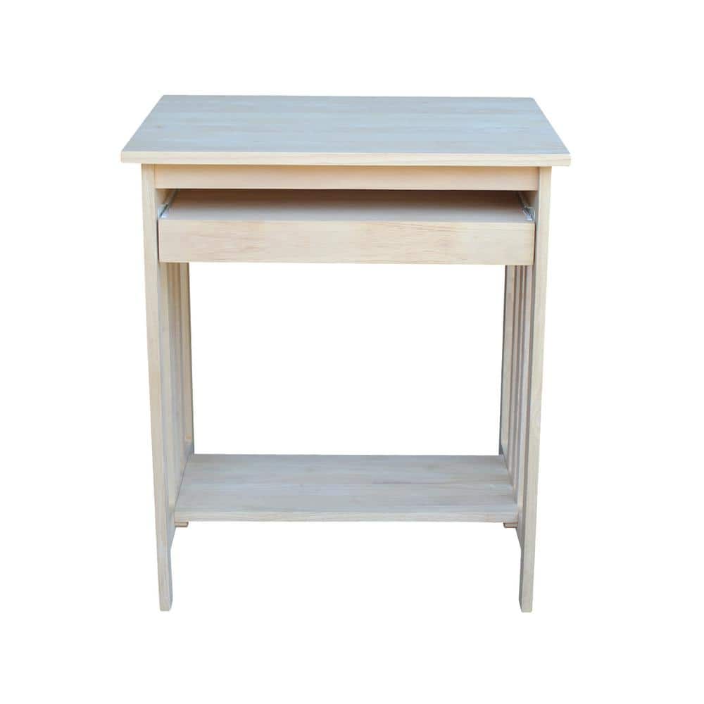 Unfinished Solid Wood Computer Cart with Keyboard Tray