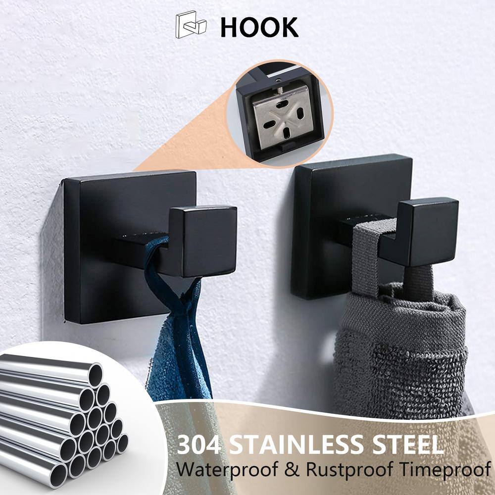 Matte Black Stainless Steel 5-Piece Bathroom Hardware Set