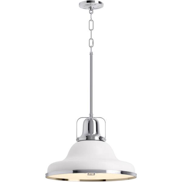 KOHLER Hauksbee 3-Light White with Chrome Trim XL Pendant with Metal Shade