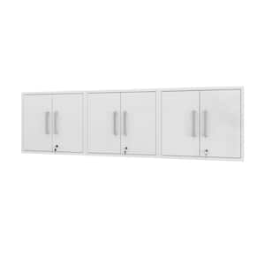 Eiffel Particle Board 2-Shelf Wall Mounted Garage Cabinet in White (28.35 in. W x 25.59 in. H x 14.96 in. D) (Set of 3)