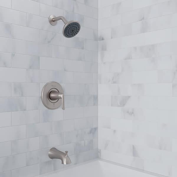 Willa 1-Spray Patterns with 1.8 GPM 4.438 in. Wall Mount Rain Spray Fixed Shower Head in Spot Defense Brushed Nickel