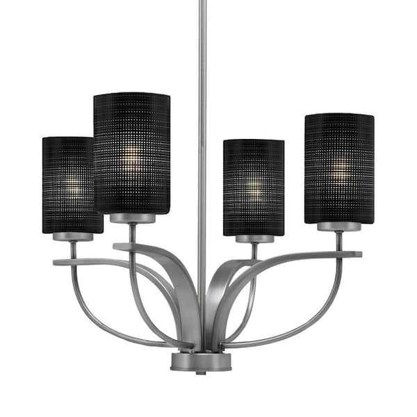 Unbranded Olympia 4-Light Uplight Chandelier Graphite Finish 4 in. Black Matrix Glass
