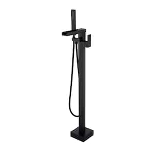 Single-Handle Free Standing Claw Foot Freestanding Tub Faucet with Handheld Shower in. matte black