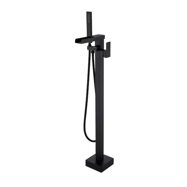Tahanbath Single-Handle Free Standing Claw Foot Freestanding Tub Faucet with Handheld Shower in. matte black