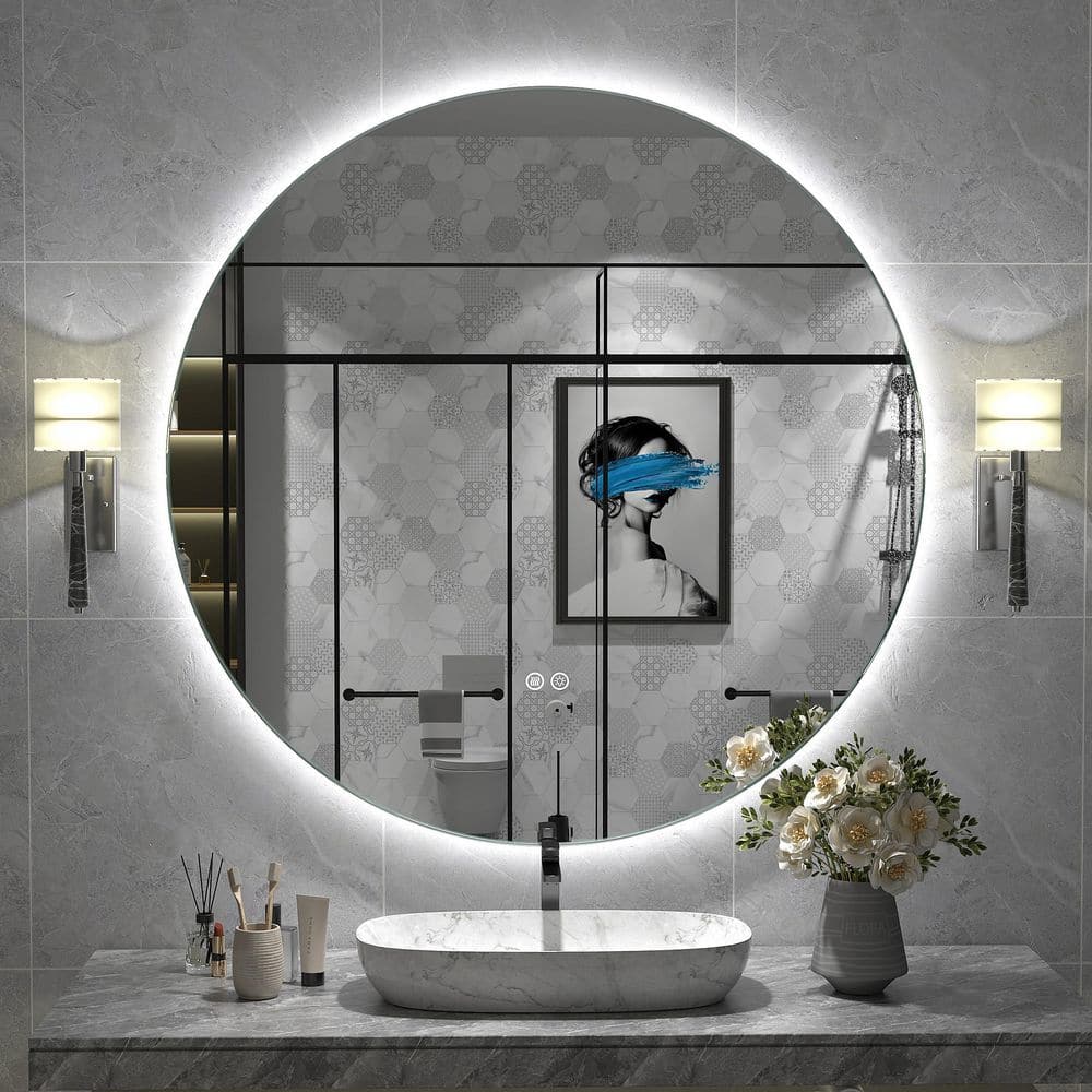 40 in. W x 40 in. H Round Frameless UL Certified LED Backlited Anti-Fog Tempered Glass Wall Bathroom Vanity Mirror price history on PriceWatchPro