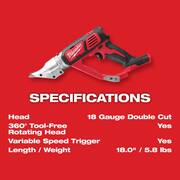 M18 18-Volt Lithium-Ion Cordless 18-Gauge Double Cut Metal Shear (Tool-Only)