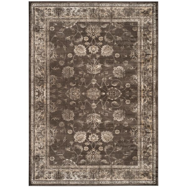 Vintage 12 ft. x 18 ft. Soft Anthracite Distressed Border Area Rug