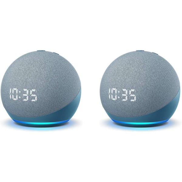Echo dot with clock 第4世代 Amazon Echo Dot 4th Gen Clock Blue, 2-Pack DOT4CLKBL2PK-DIY - The